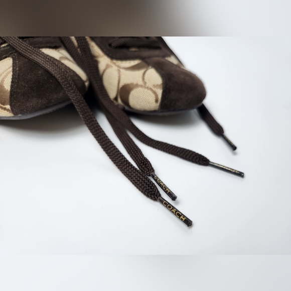 Coach Hilary Khaki Brown Signature C Sneaker Womens Size 8.5 Designer Sneakers - Picture 10 of 12